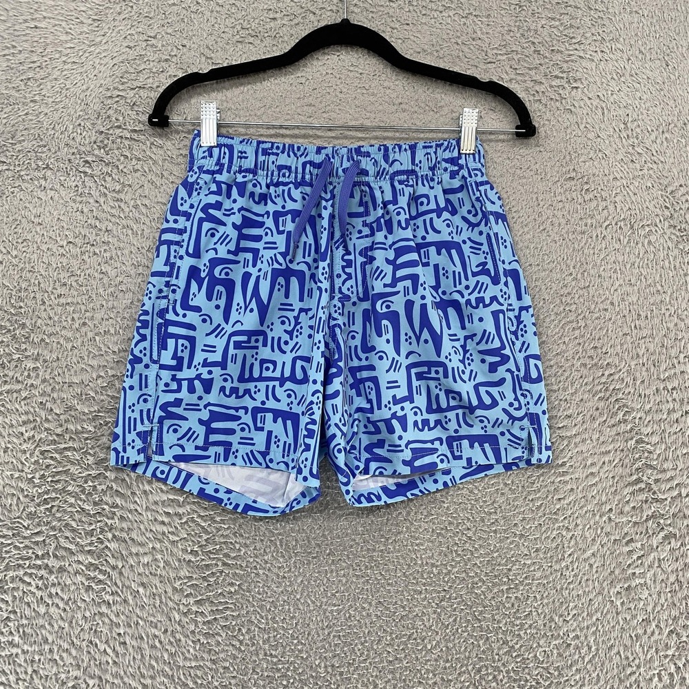 Bearbottom Swim Shorts Mens Small Blue Abstract‎ Print 5.5 Inseam Lined Trunks